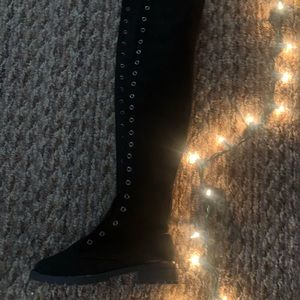 Knee high suede boots